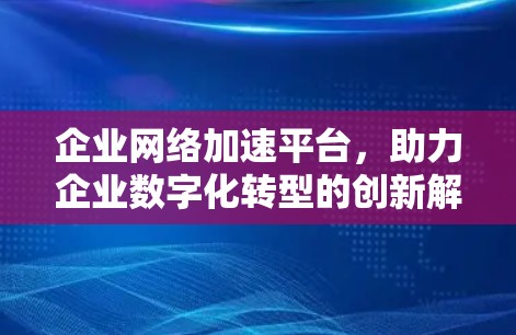 企业网络加速平台，助力企业数字化转型的创新解决方案
